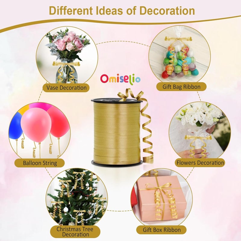 OMISELIO Gold Ribbon - 500 Yard Crimped Curly Gold Ribbon for Gift Wrapping, Balloons, Parties - Image 3